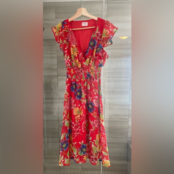 Floral Red Dress size small - Picture 1 of 4